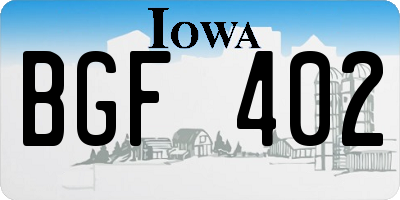IA license plate BGF402