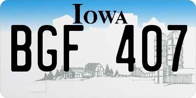 IA license plate BGF407
