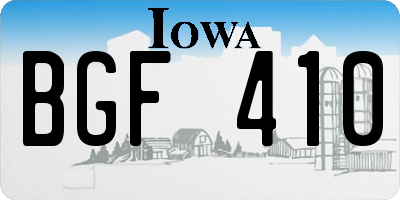 IA license plate BGF410