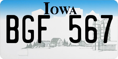 IA license plate BGF567