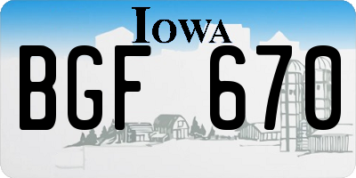 IA license plate BGF670