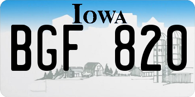IA license plate BGF820