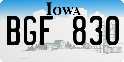 IA license plate BGF830