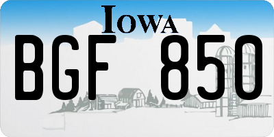 IA license plate BGF850
