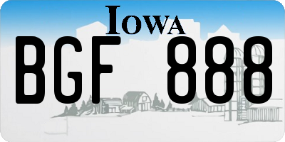 IA license plate BGF888