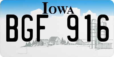 IA license plate BGF916