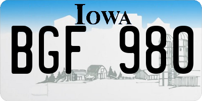 IA license plate BGF980