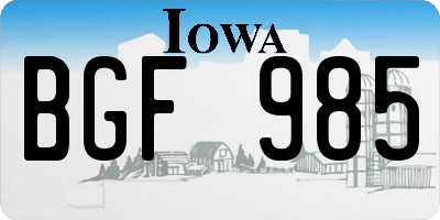 IA license plate BGF985