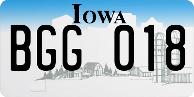 IA license plate BGG018