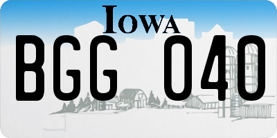 IA license plate BGG040