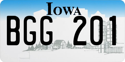 IA license plate BGG201