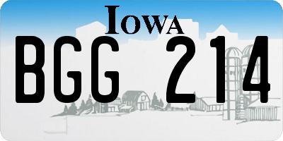 IA license plate BGG214