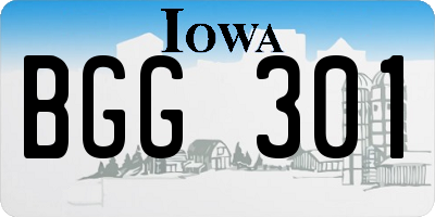 IA license plate BGG301
