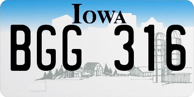 IA license plate BGG316
