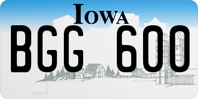 IA license plate BGG600