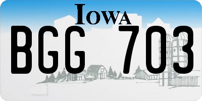 IA license plate BGG703