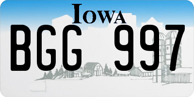 IA license plate BGG997