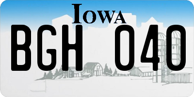 IA license plate BGH040