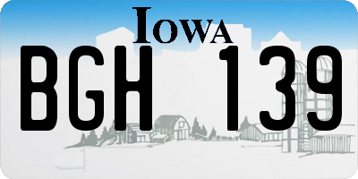 IA license plate BGH139