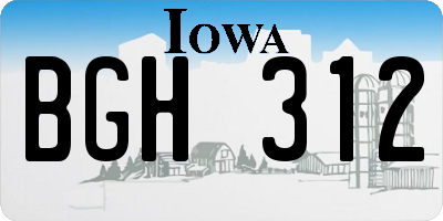 IA license plate BGH312