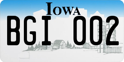 IA license plate BGI002