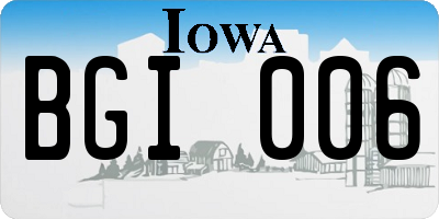 IA license plate BGI006