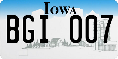 IA license plate BGI007