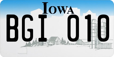 IA license plate BGI010