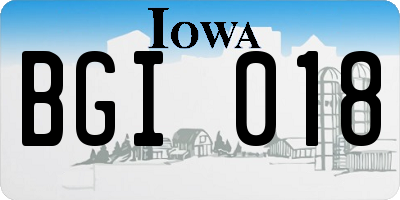 IA license plate BGI018