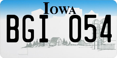 IA license plate BGI054