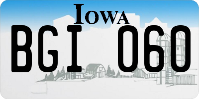 IA license plate BGI060