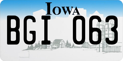 IA license plate BGI063