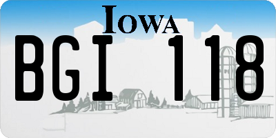 IA license plate BGI118
