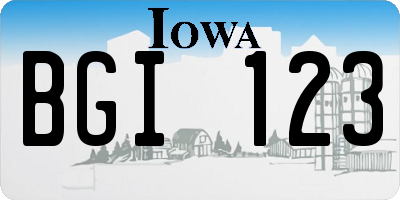 IA license plate BGI123