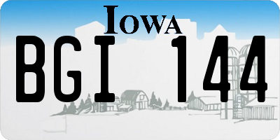 IA license plate BGI144