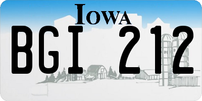 IA license plate BGI212
