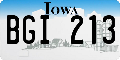 IA license plate BGI213