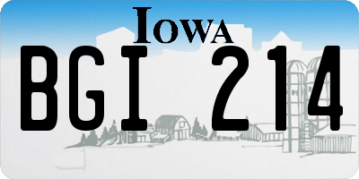IA license plate BGI214