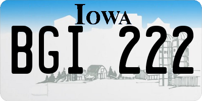 IA license plate BGI222
