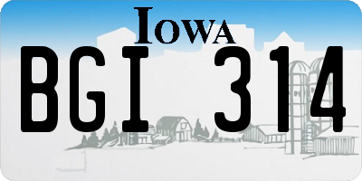 IA license plate BGI314