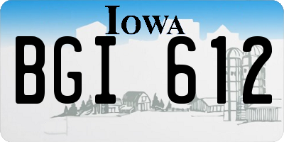 IA license plate BGI612