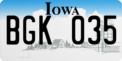 IA license plate BGK035