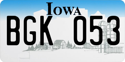 IA license plate BGK053