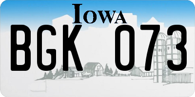 IA license plate BGK073