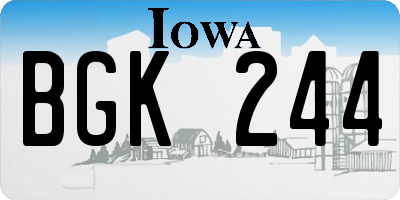IA license plate BGK244