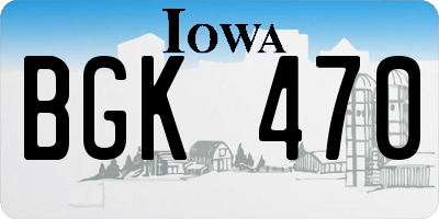 IA license plate BGK470