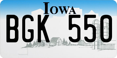 IA license plate BGK550
