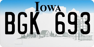 IA license plate BGK693