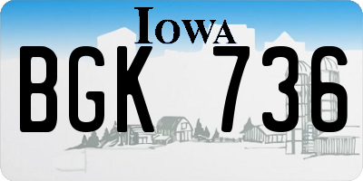 IA license plate BGK736