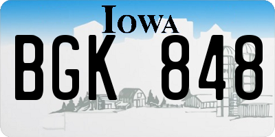 IA license plate BGK848